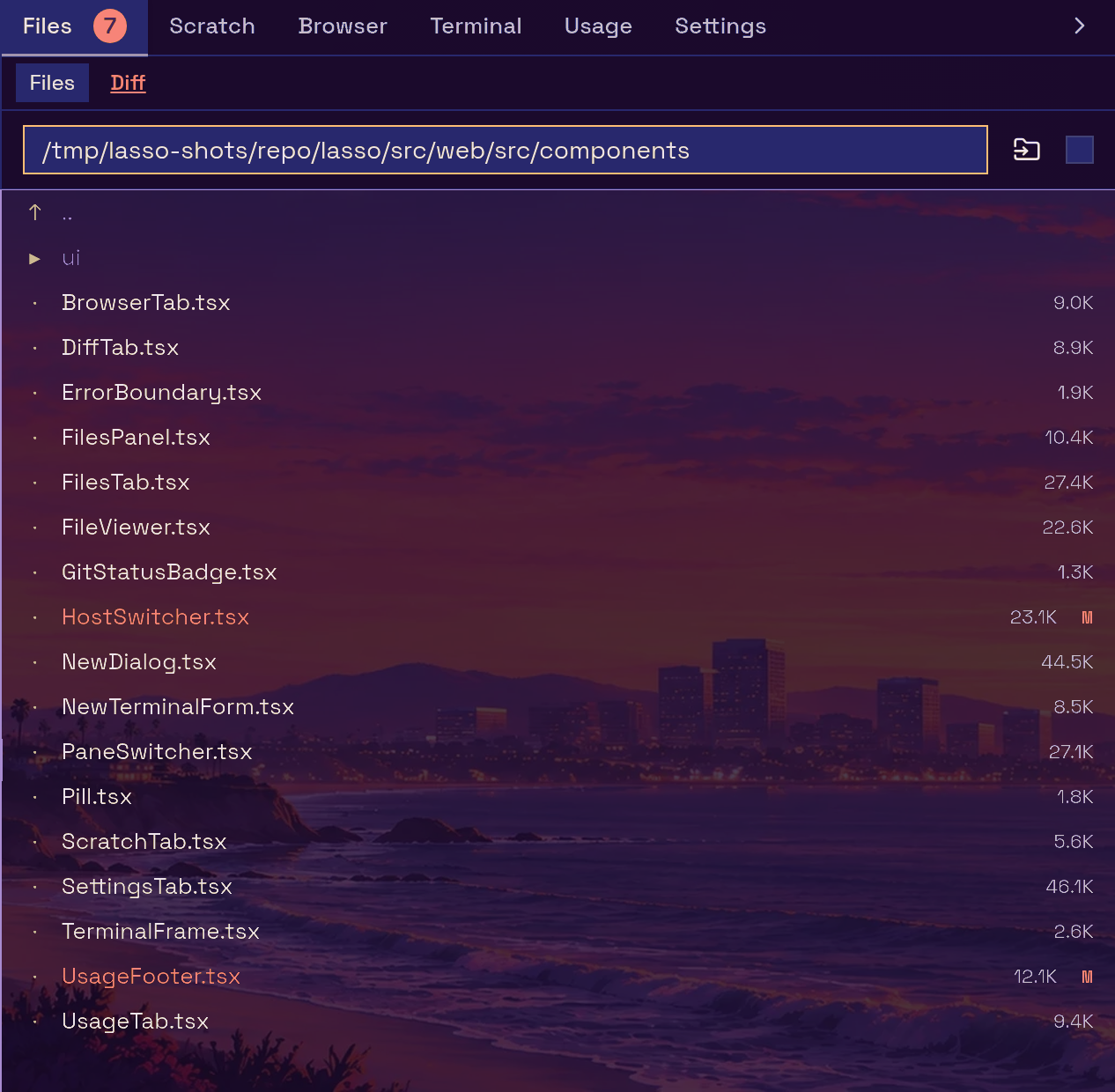 the Files pane browsing a repository
